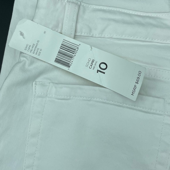 White Soho Capri Mid-Rise Pants Size 10 - Picture 5 of 8